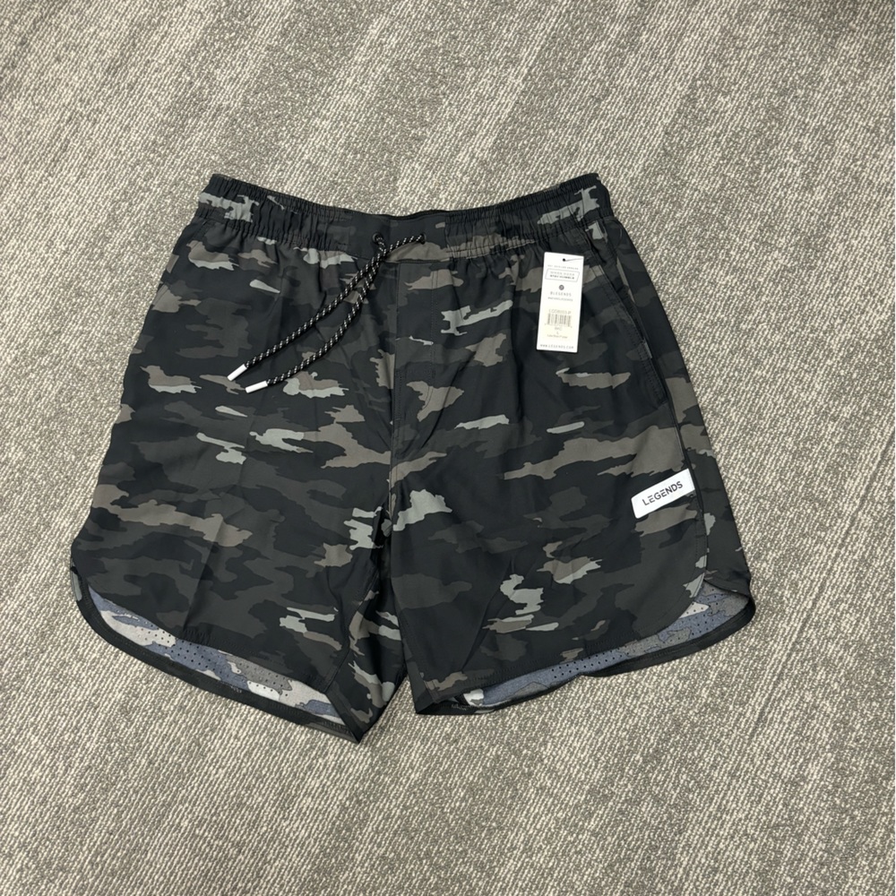 NWT Men's Legends Luka Shorts 7” in Black Camo With Built-In Liner - Size Large